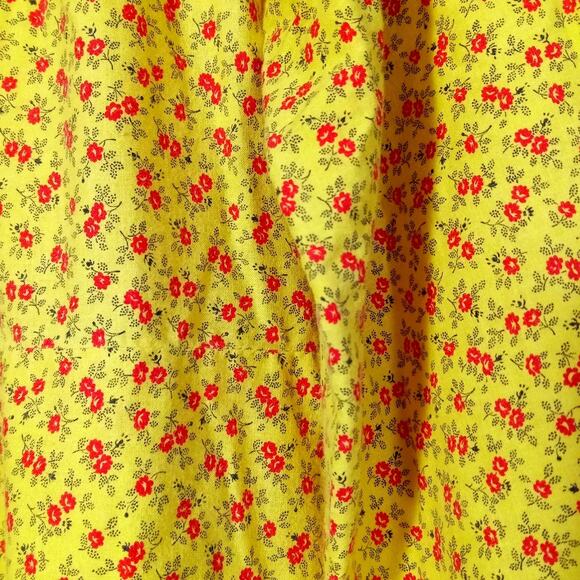 VTG Jeri Morton 60s Nightie Prairie M Yellow Red Floral Ruffle Cottage Eyelet - Picture 4 of 13